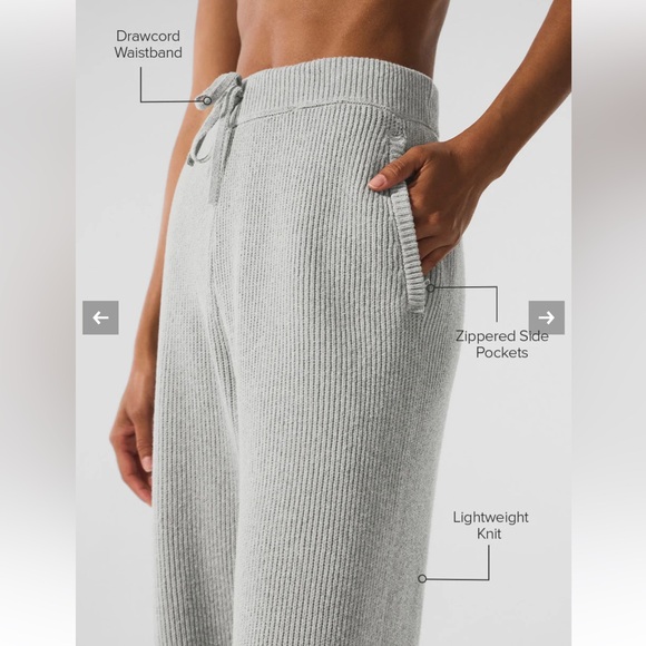 ALO Domain Rib Gray Knit Pants - Picture 2 of 7